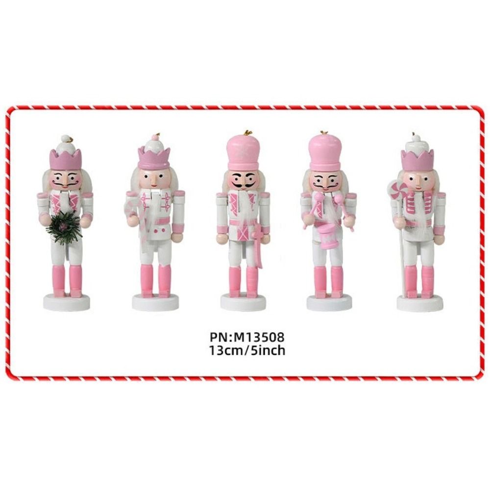 Nutcracker Figurine - ชุดของตกแต่งบ้านรูปทหารนัทแครกเกอร์วินเทจ 5 ชิ้น ขนาด 13 ซม.