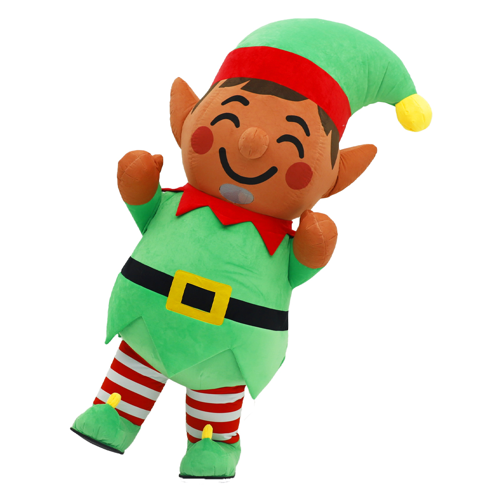 Elf Costume Christmas - ชุดมาสคอตตุ๊กตาเอลฟ์คริสต์มาสแบบเป่าลมสำหรับผู้ใหญ่ คอสเพลย์งานปาร์ตี้คริสต์มาส