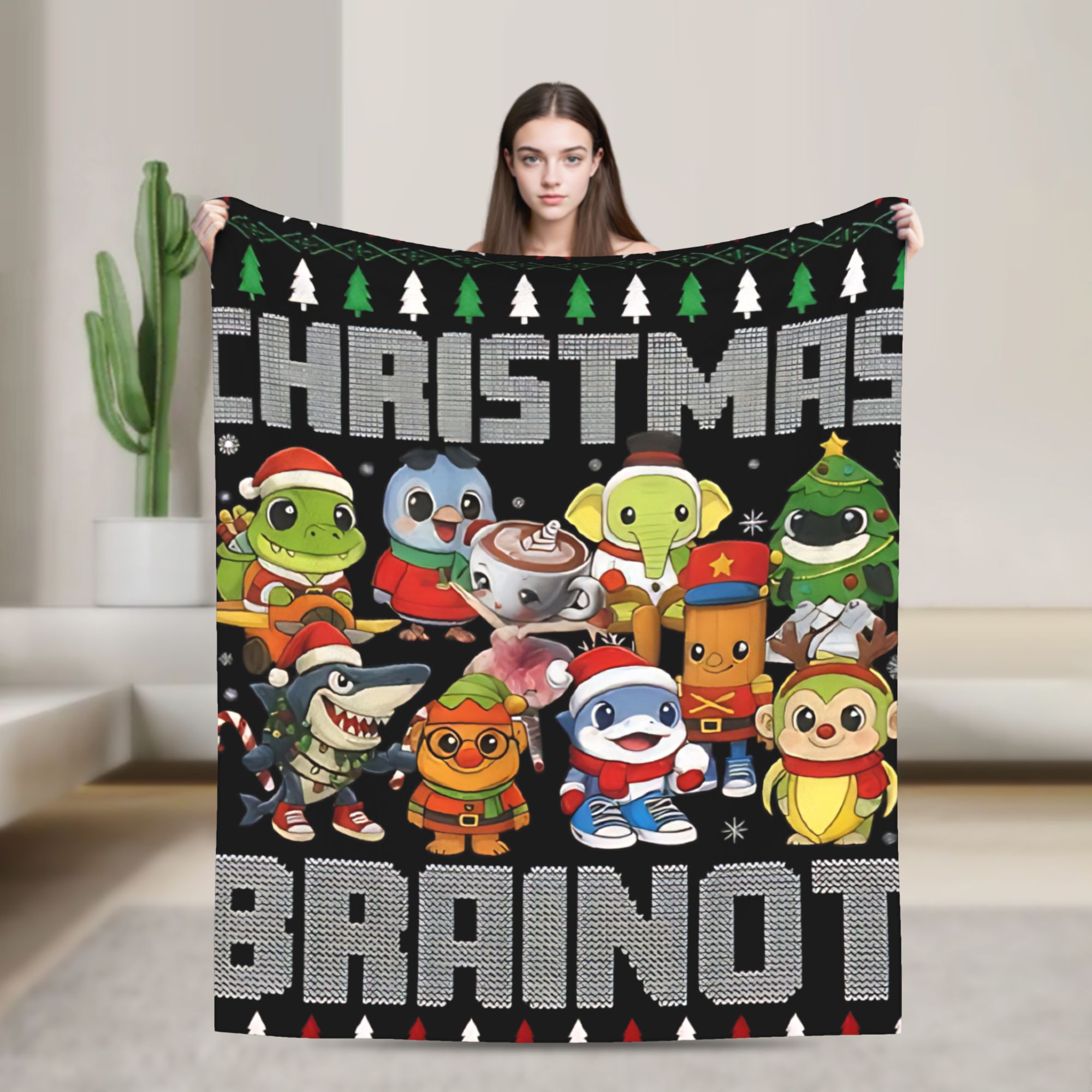 Christmas Throw Blanket - ผ้าห่มลายคริสต์มาสสไตล์อิตาเลียน ผ้าห่มนุ่มสำหรับโซฟา เก้าอี้ เตียงนอน ผ้าคลุมเตียงคุณภาพดีสั่งทำได้