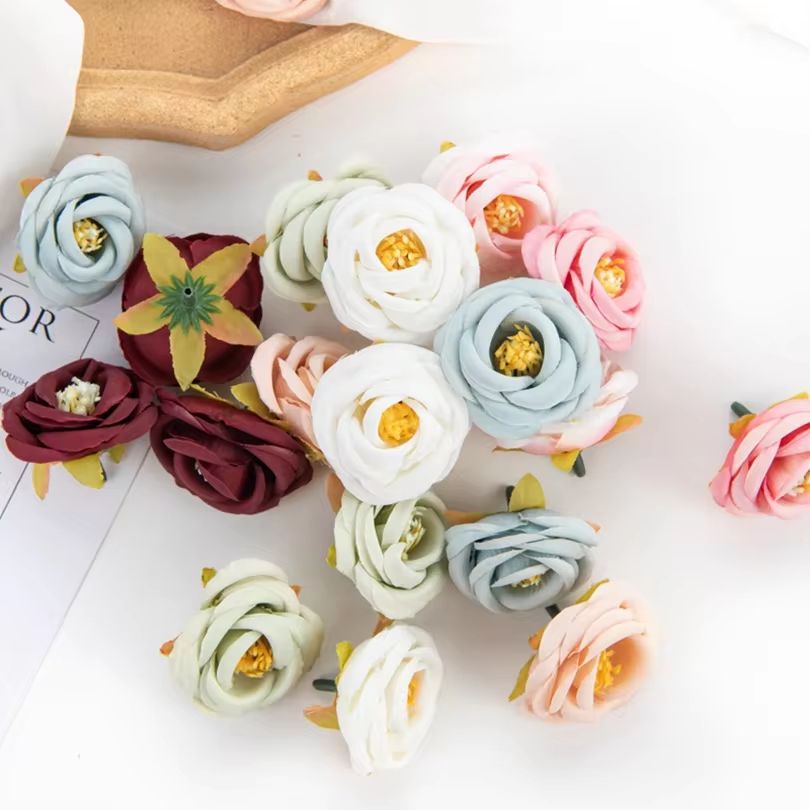 Christmas Wreath Fake - ราคาถูกประดิษฐ์ดอกไม้ผ้าไหม Rose Bud สมุดภาพ DIY บ้านแจกันตกแต่งสวนกลางแจ้งงานแต่งงาน