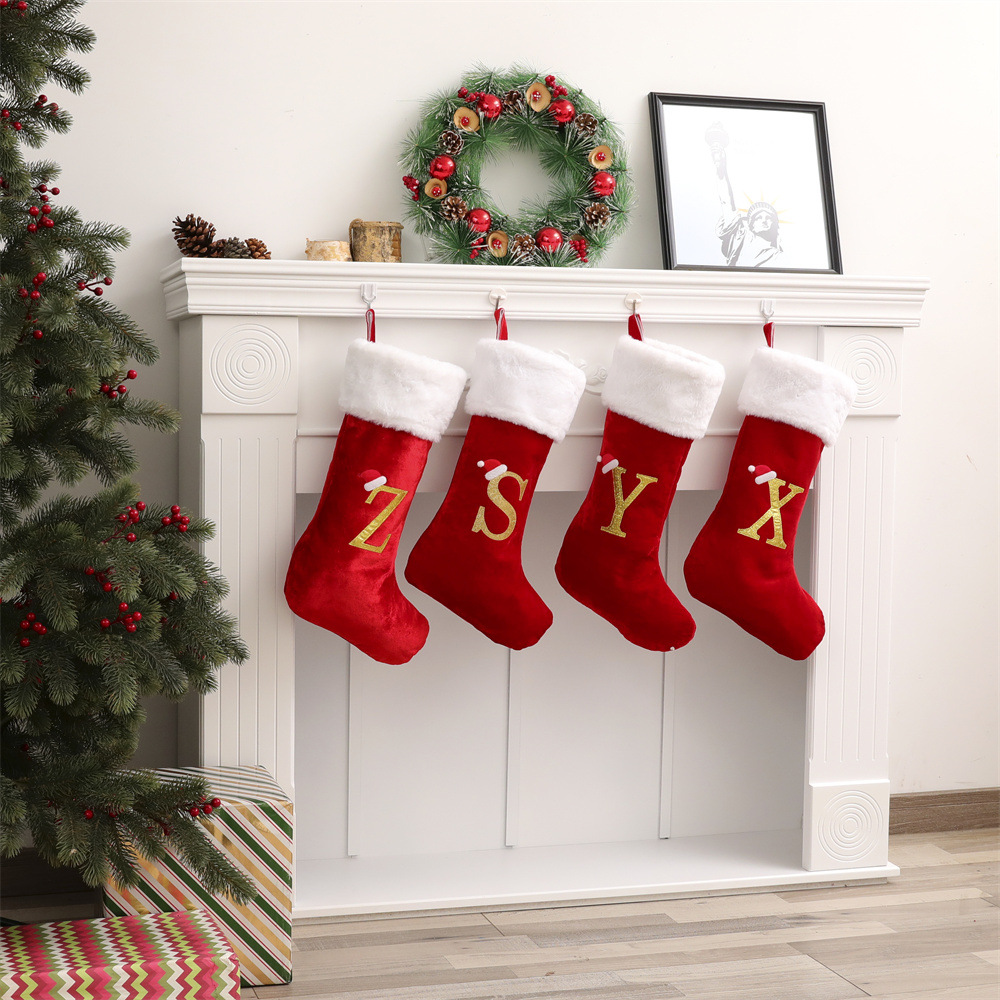 Christmas Stocking Hanging - ถุงของขวัญคริสต์มาสลายตัวอักษรสร้างสรรค์ใหม่ ตกแต่งต้นคริสต์มาส ของตกแต่งแขวนสำหรับตกแต่งบ้านในงานปาร์ตี้วันหยุด