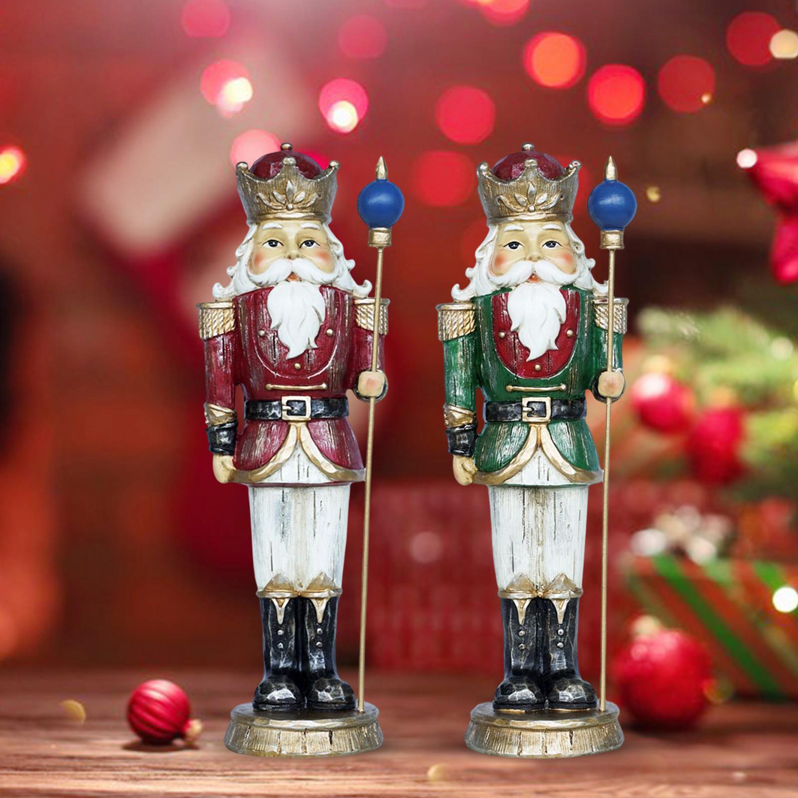 Nutcracker Figurine - 10 นิ้วเรซิ่นคริสต์มาส Nutcracker ทหารของขวัญตุ๊กตาทาสีมือสําหรับ Xmas เดสก์ท็อปวันหยุดหัตถกรรมตัวเลขตกแต่งวันหยุด