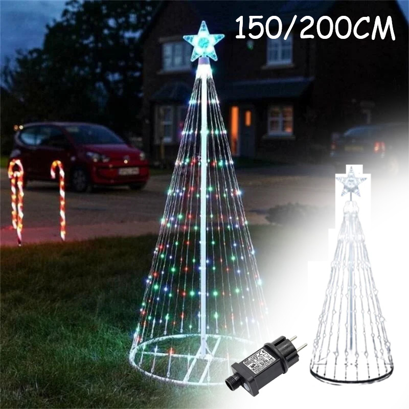 Christmas Lights Outdoor - ไฟ LED คริสมาสต์ประดับหลอดไฟประดับแบบสาย LED วงแหวนโลหะสำหรับตกแต่งกลางแจ้งใช้ในบ้าน