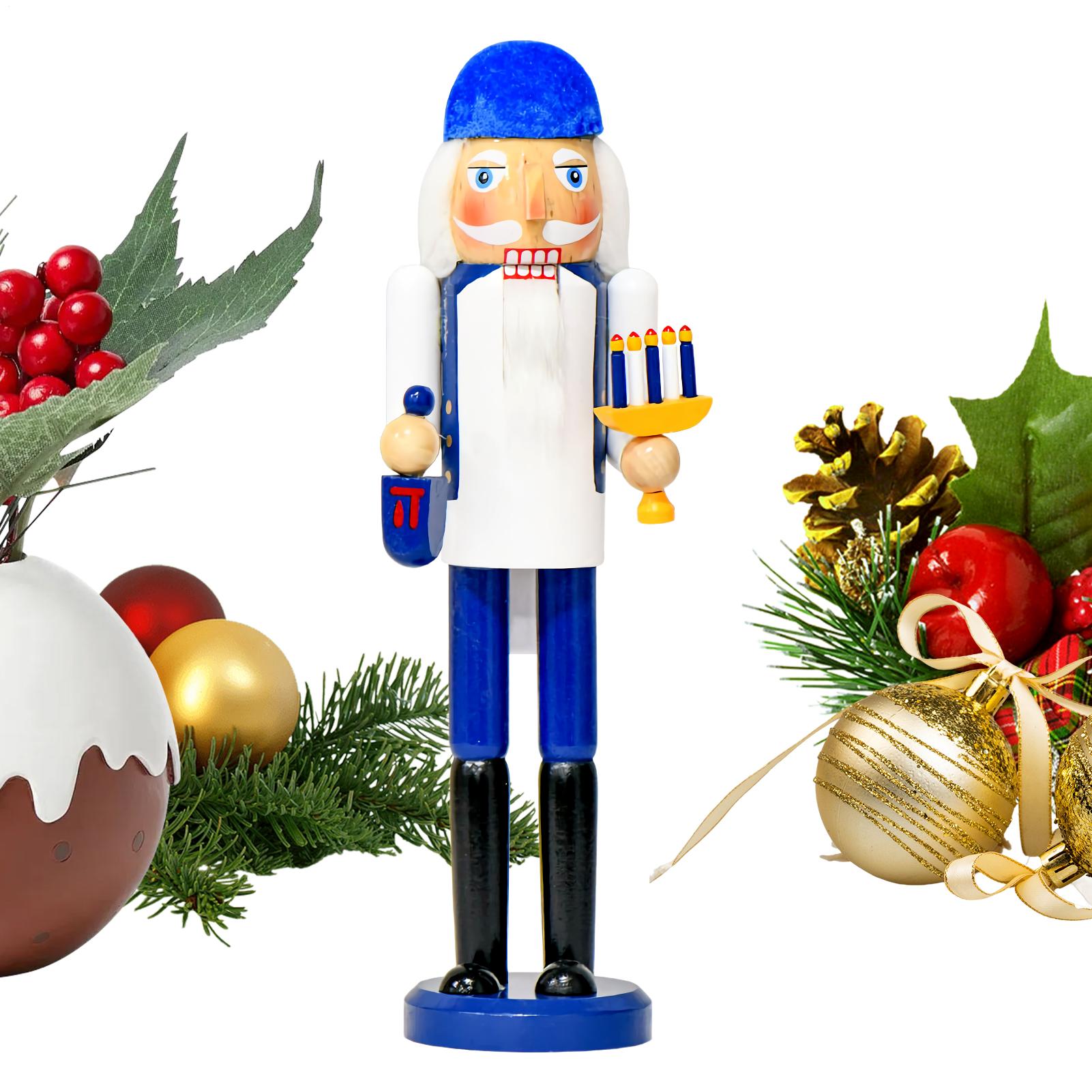 Nutcracker Figurine - เครื่องประดับนัทแครกเกอร์คริสต์มาสนัทแครกเกอร์ 14 นิ้วตุ๊กตาไม้ตกแต่งสำหรับในร่มกลางแจ้งบ้านระเบียงปาร์ตี้ครอบครัวเด็ก