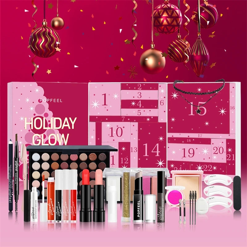 Advent Calendar Gift - ชุดเครื่องสำอางนับถอยหลังวันคริสต์มาส ลิปสติก อายแชโดว์ เครื่องสำอาง 24 ชิ้น
