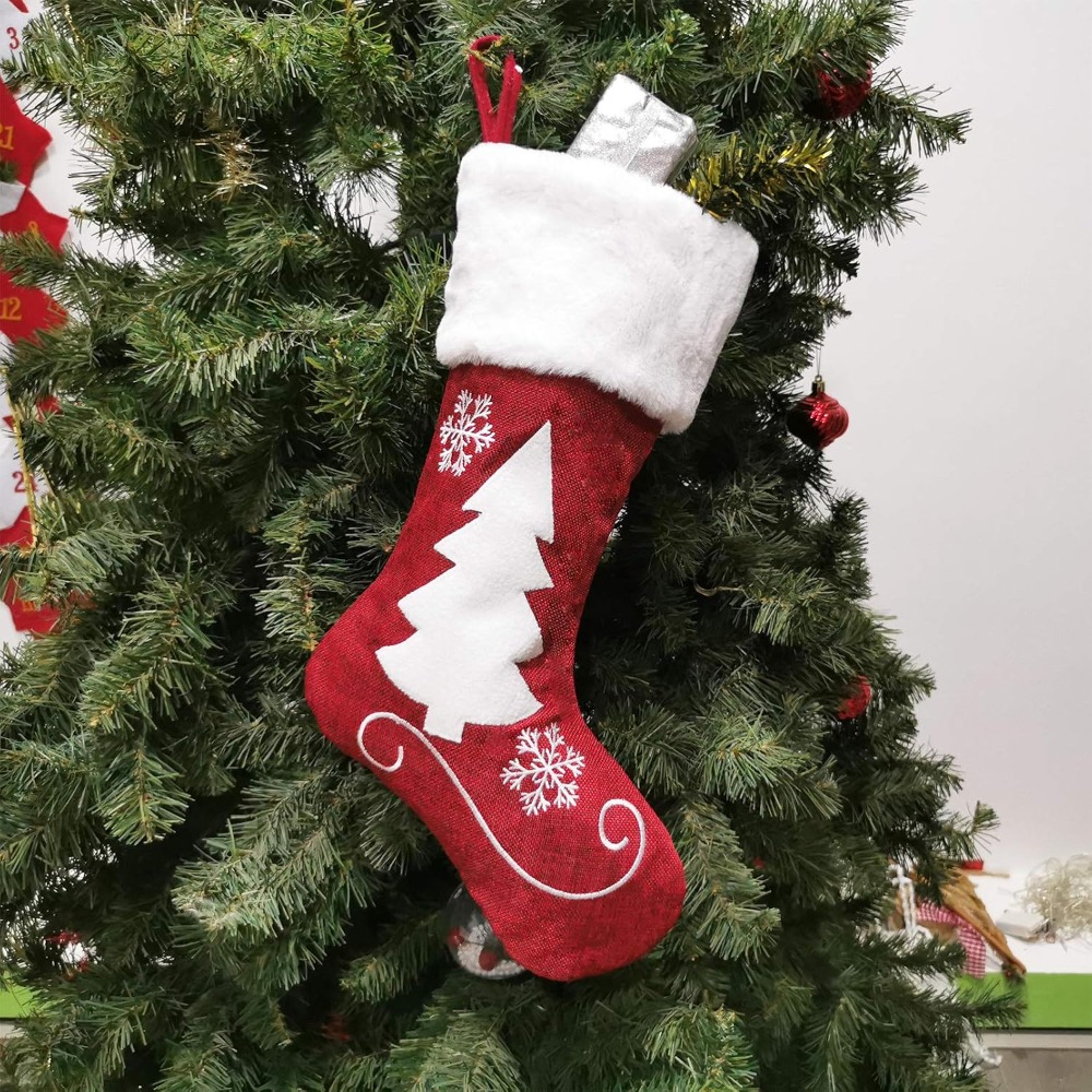 ถุงเท้าคริสต์มาสผ้ากระสอบขนาดใ - Christmas Stocking Hanging บทวิจารณ์และราคา