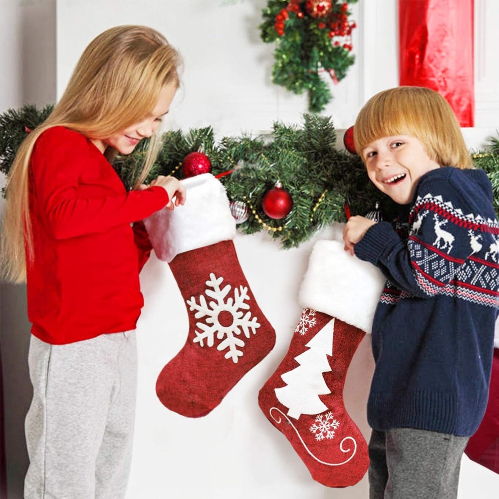 ถุงเท้าคริสต์มาสผ้ากระสอบขนาดใ - Christmas Stocking Hanging บทวิจารณ์และราคา