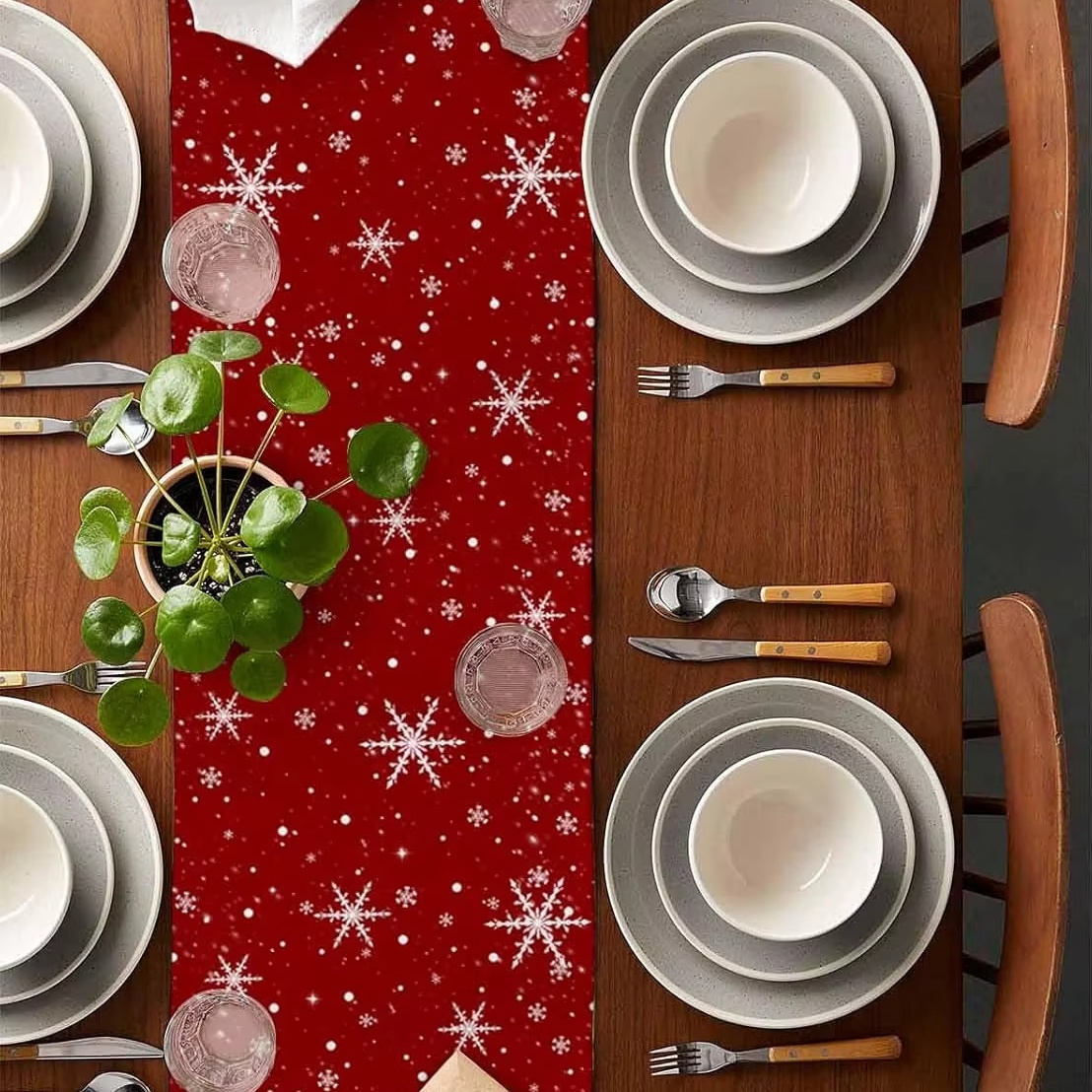 ผ้าปูโต๊ะลายต้นคริสต์มาสสีแดง  - Christmas Table Runner บทวิจารณ์และราคา