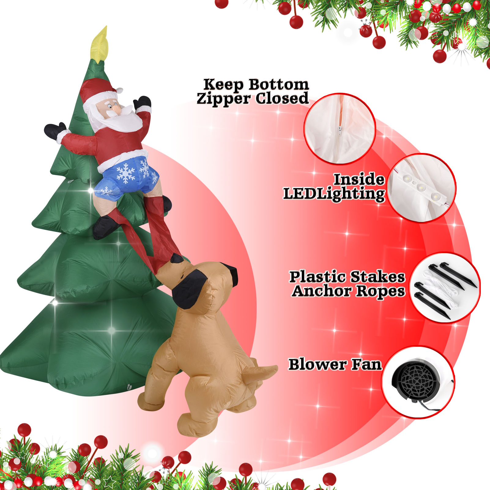 ตุ๊กตาสุนัขเป่าลมคริสต์มาส พร้ - Christmas Lights Outdoor บทวิจารณ์และราคา