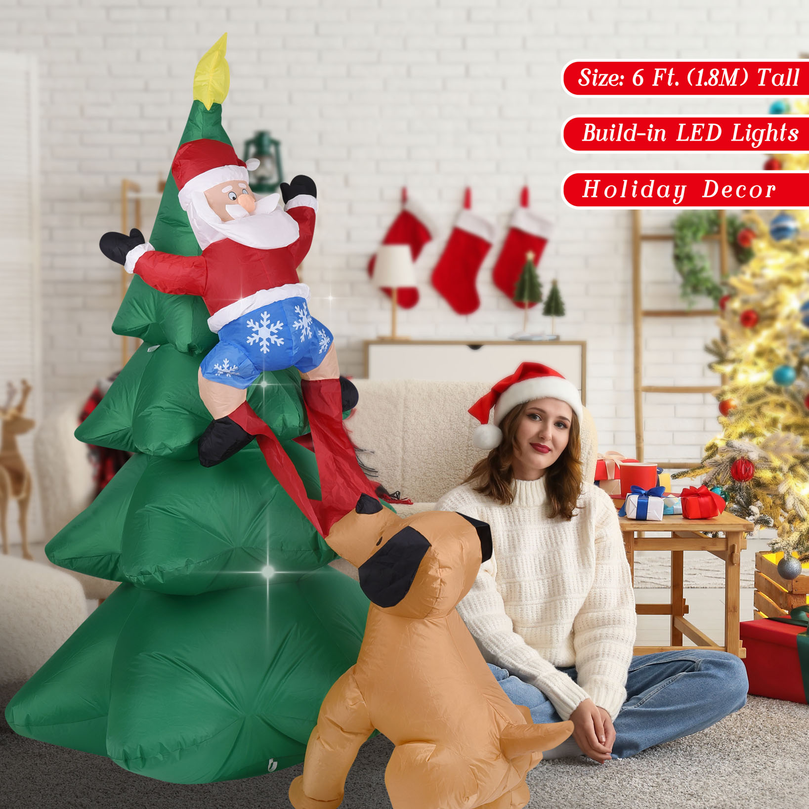 ตุ๊กตาสุนัขเป่าลมคริสต์มาส พร้ - Christmas Lights Outdoor บทวิจารณ์และราคา