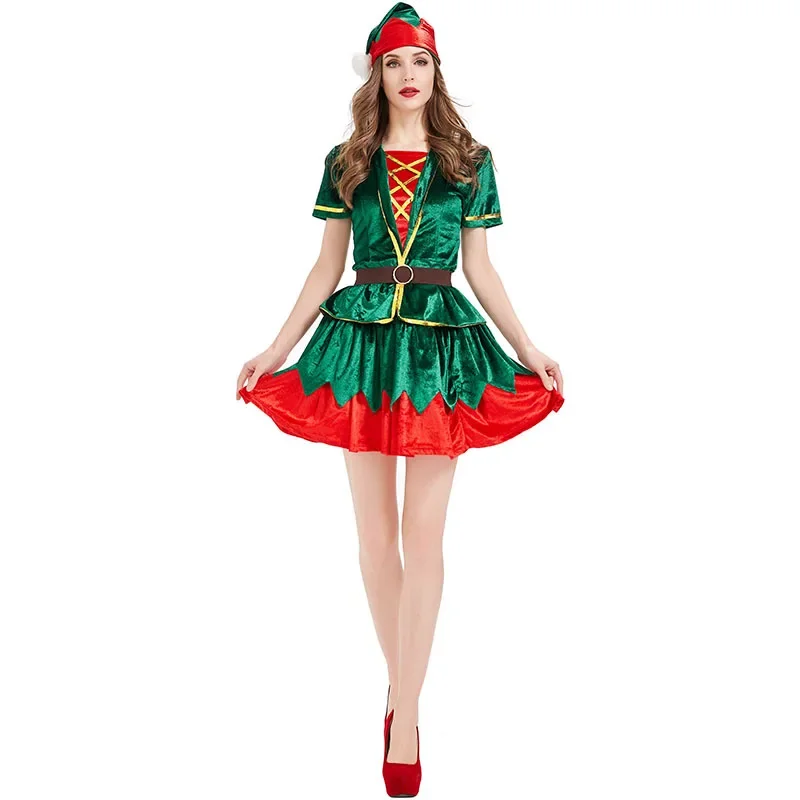ผู้หญิงคริสต์มาสสีเขียว Elf เค - Elf Costume Christmas บทวิจารณ์และราคา