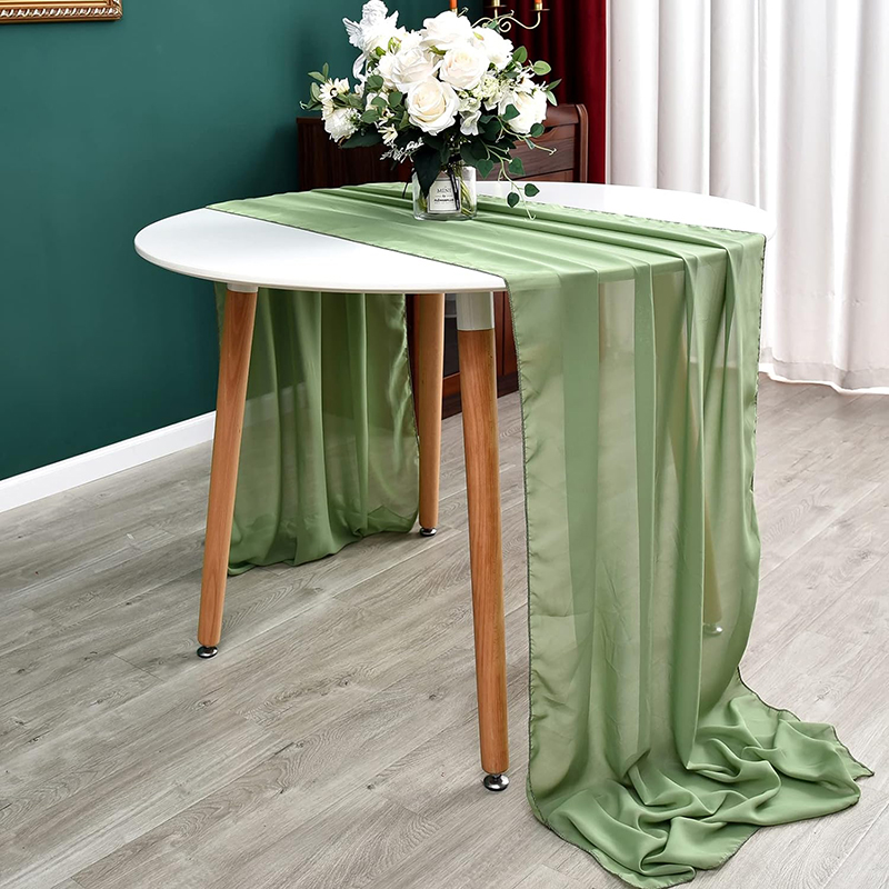 Sage ผ้าปูโต๊ะผ้าชีฟองสีเขียวแ - Christmas Table Runner บทวิจารณ์และราคา