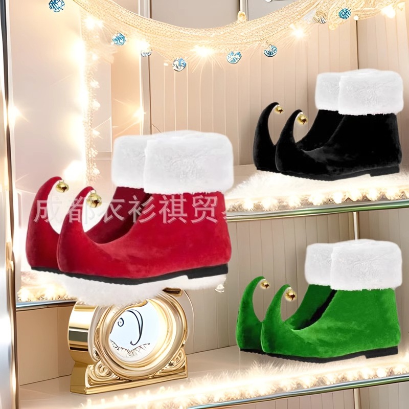 รองเท้าบูทสีแดงแบบมีกระดิ่งสำห - Elf Costume Christmas บทวิจารณ์และราคา