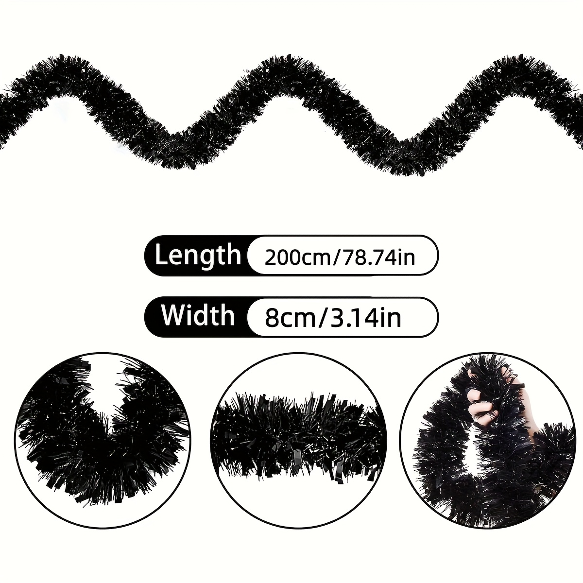 พวงมาลัยประดับต้นไม้สีดำเมทัลล - Tinsel Garland Decoration บทวิจารณ์และราคา