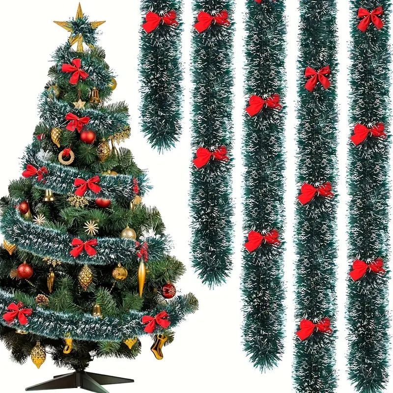คริสต์มาสโบว์ Tinsel ริบบิ้นสี - Tinsel Garland Decoration บทวิจารณ์และราคา