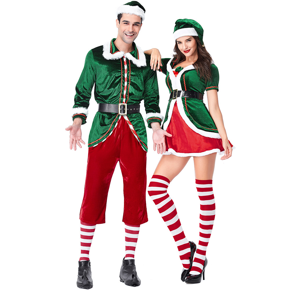 ชุดซานตาคลอส ผู้หญิง ผู้ชาย ชุ - Elf Costume Christmas บทวิจารณ์และราคา